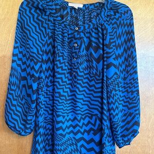 Banana Republic Black and Blue Zigzag Blouse